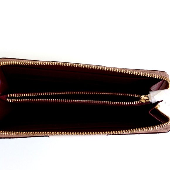 Coach Signature Coated Canvas Colorblock Leather Slim Accordion Zip Wallet Tan - Picture 5 of 7